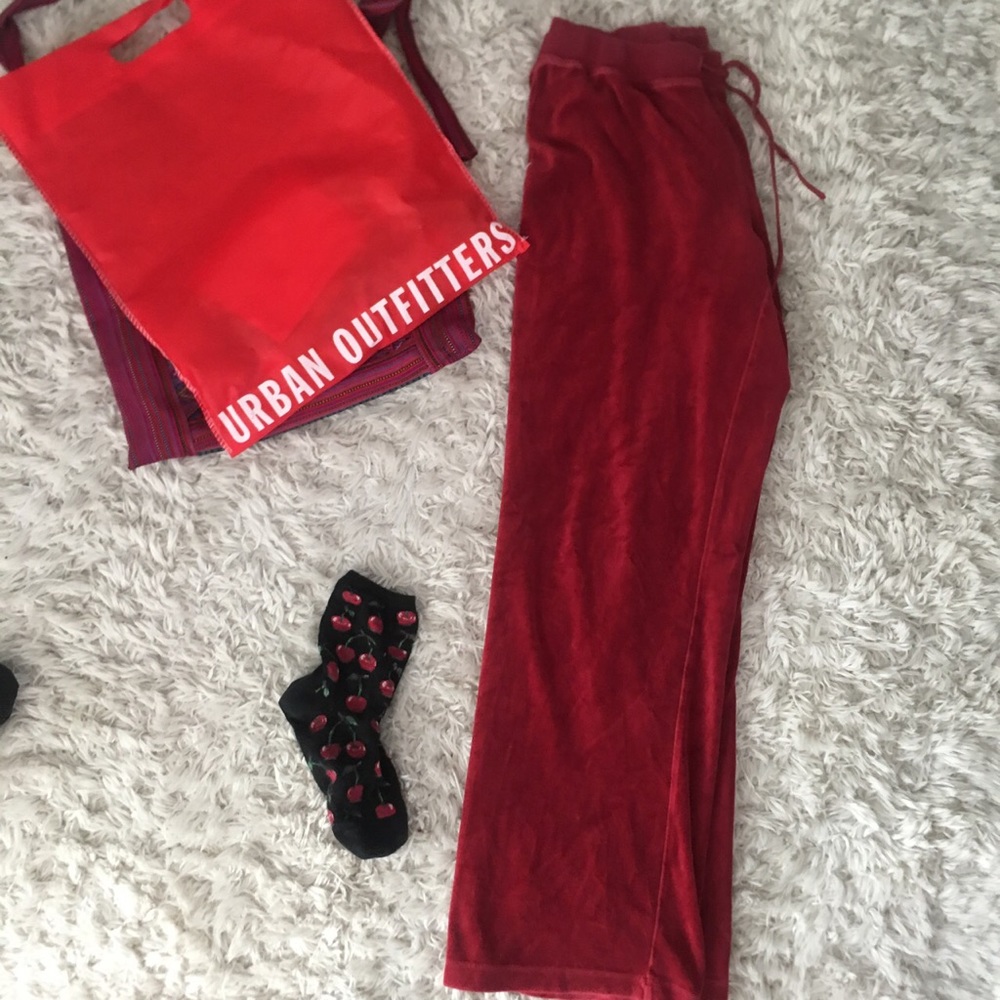 Velvet Red Sweat Pants